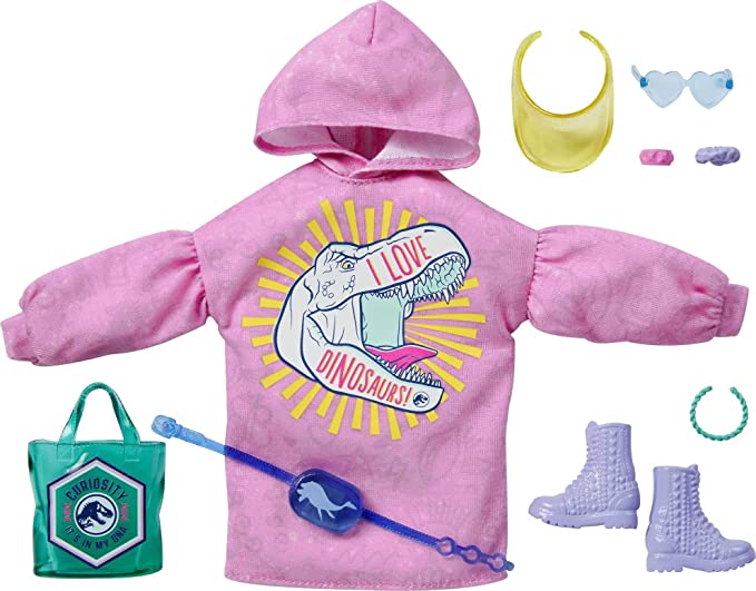 Photo 1 of 2 PCS BUNDLE
Barbie Skipper Babysitters Inc. Accessories Set with Small Toddler Doll & Toy Car, Plus Traffic Light, Cone, Cup & Lion Toy, Gift for 3 to 7 Year Olds , White
Barbie Fashions Storytelling Fashion Pack- Pink Hoodie with Dinosaur - Inspired by 