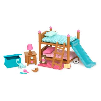 Photo 1 of 2 PCS BUNDLE
(2) Li'l Woodzeez Miniature Furniture Playset 18pc - Bunk Bed Bedroom Set

