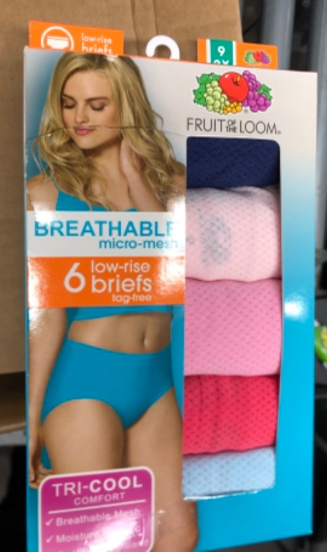 Photo 2 of Fruit of the Loom Women's 6pk Breathable Micro-Mesh Low-Rise Briefs size 9 