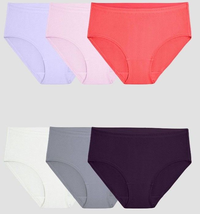 Photo 1 of Fruit of the Loom Women's 6pk Breathable Micro-Mesh Low-Rise Briefs size 9 