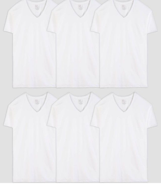 Photo 1 of Fruit of the Loom Men's V-Neck T-Shirt - White