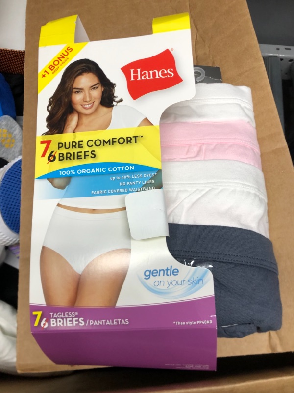 Photo 3 of Hanes Women's 6pk Pure Comfort Organic Cotton Briefs size 10