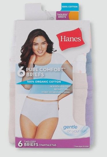 Photo 1 of Hanes Women's 6pk Pure Comfort Organic Cotton Briefs size 10