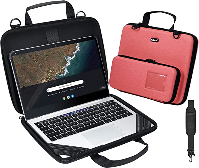 Photo 1 of Chromebook Laptop work-in carrying case, Protective Notebook cover, 11-11.6 in EVA always on laptop sleeve with Pouch and Shoulder bag for Acer samsung lenevo ASUS HP Dell MacBook Air (Pink)
