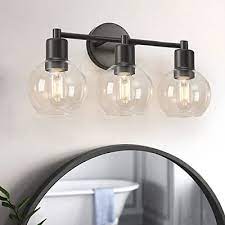 Photo 1 of Bathroom Globe Vanity Light , 3-Light Industrial Metal Wall Sconce in Black
