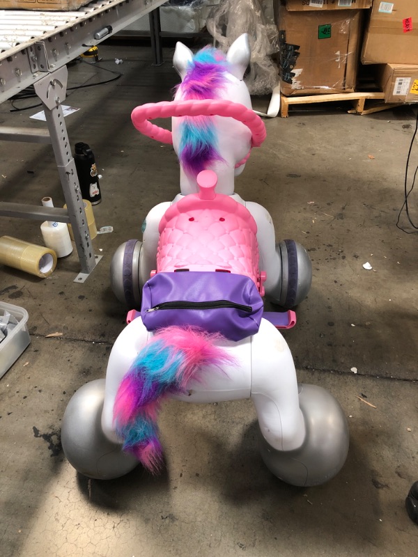 Photo 1 of TESTED WORKS*
Kid Trax Toddler/Kids Rideamal Unicorn 12 Volt Ride On Toy, Max Rider Weight of 70lbs, Interactive, Responds with Movement, Lights, and Sound, Accessories Included , White