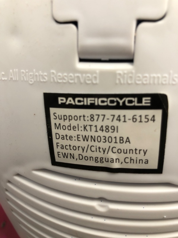 Photo 1 of TESTED WORKS*
Kid Trax Toddler/Kids Rideamal Unicorn 12 Volt Ride On Toy, Max Rider Weight of 70lbs, Interactive, Responds with Movement, Lights, and Sound, Accessories Included , White