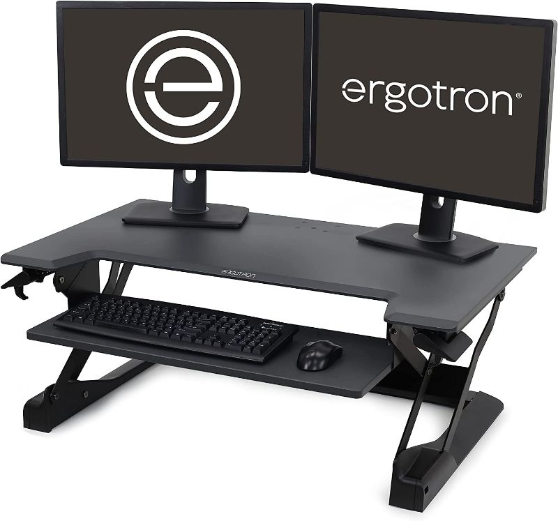 Photo 1 of Ergotron – WorkFit-TL Standing Desk Converter, Dual Monitor Sit Stand Desk Riser for Tabletops – 37.5 Inch Width, Black

