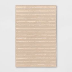 Photo 1 of 4' x 6' Striped Indoor/Outdoor Rug Tan/White - Room Essentials™

