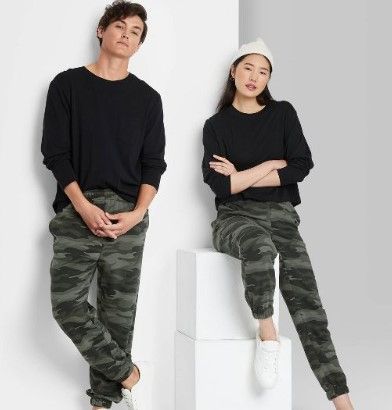 Photo 1 of CASE OF 6: Women's High-Rise Fleece Sweatpants - Wild Fable™ Green Camo XXS

