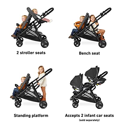 Photo 1 of Graco Ready2Grow LX 2.0 Double Stroller Features Bench Seat and Standing Platform Options, Gotham
