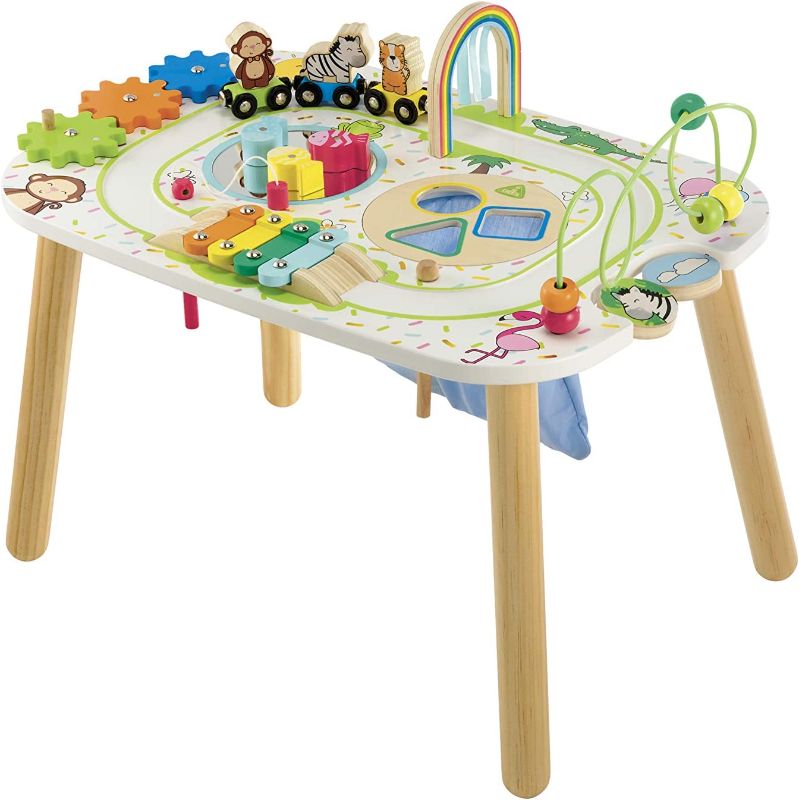 Photo 1 of Early Learning Centre Wooden Activity Train Table, Hand Eye Coordination Training and Fine Motor Skills Toys for 2 Year Old, Amazon Exclusive, by Just Play
