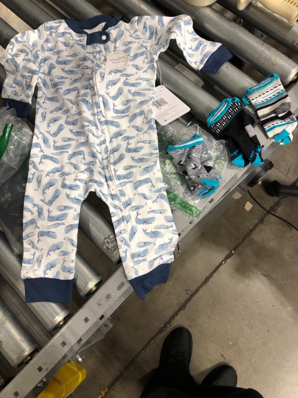 Photo 2 of Burt's Bees Baby Baby Boys' Sleep and Play Pajamas, 100% Organic Cotton One-Piece Romper Jumpsuit Zip Front PJs, Pod Pals, 3-6 Months
PLUS 3 pairs of socks.
