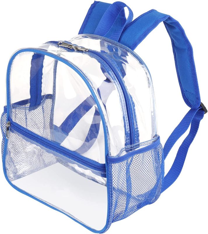 Photo 1 of Blue Mini Clear Backpack 12x12x6 Stadium Approved, Waterproof Transparent Backpack Bag for Concert Festival Sports Events Work Game Beach
