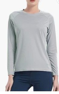 Photo 1 of baleaf women's upf 50+ sun protection shirt long sleeve grey sisaL