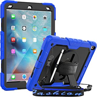 Photo 1 of iPad Air 3 Case 2019, SEYMAC [Full Body Protection] Case with [360 Degree Rotating Stand&Hand Strap] Shoulder Strap Screen Protector Pencil Holder for iPad Air 3 2019/iPad Pro 10.5'' 2017-Blue/Black
