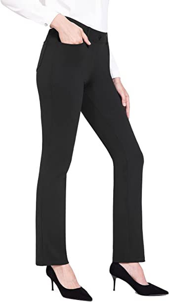 Photo 1 of BALEAF Women's Yoga Dress Pants Stretchy Work Slacks Business Casual Straight Leg/Bootcut Pull on Trousers w 4 Pockets (SIZE L)
