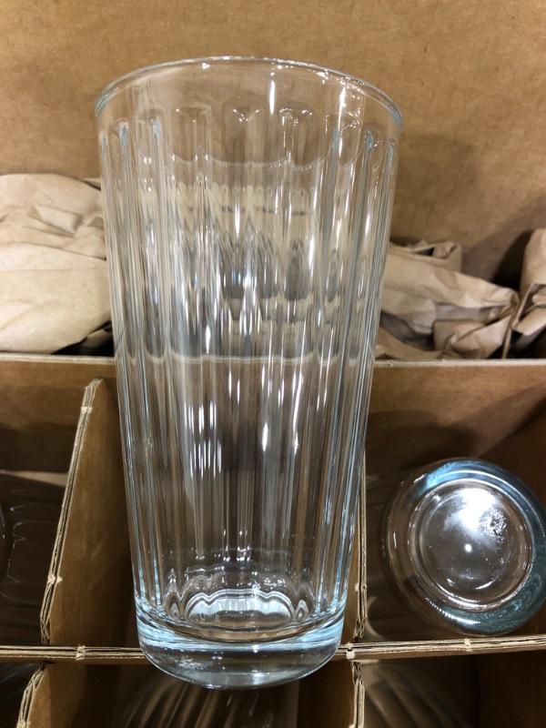 Photo 2 of AmazonCommercial Drinking Glasses, Fluted Highball - Set of 6, Clear, 13 oz
