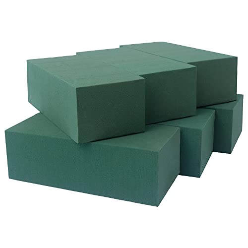 Photo 1 of FLOFARE Pack of 6 Floral Foam for Fresh and Artificial Flowers, Dry and Wet Floral Foam Blocks (9” L X 4” W X 3” H) for Wedding, Birthdays, Home
