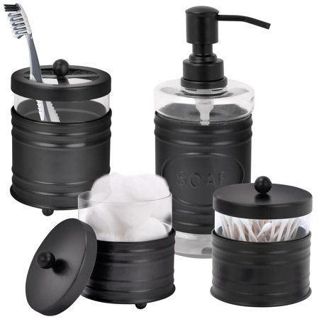 Photo 1 of Autumn Alley 4 Piece Black Metal Farmhouse Bathroom Accessories Set - with Soap Dispenser
