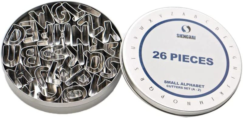 Photo 1 of 26-Piece Small Alphabet Cutters Set (A - Z), Stainless Steel Decorating Tools Letters Fondant Cutters
