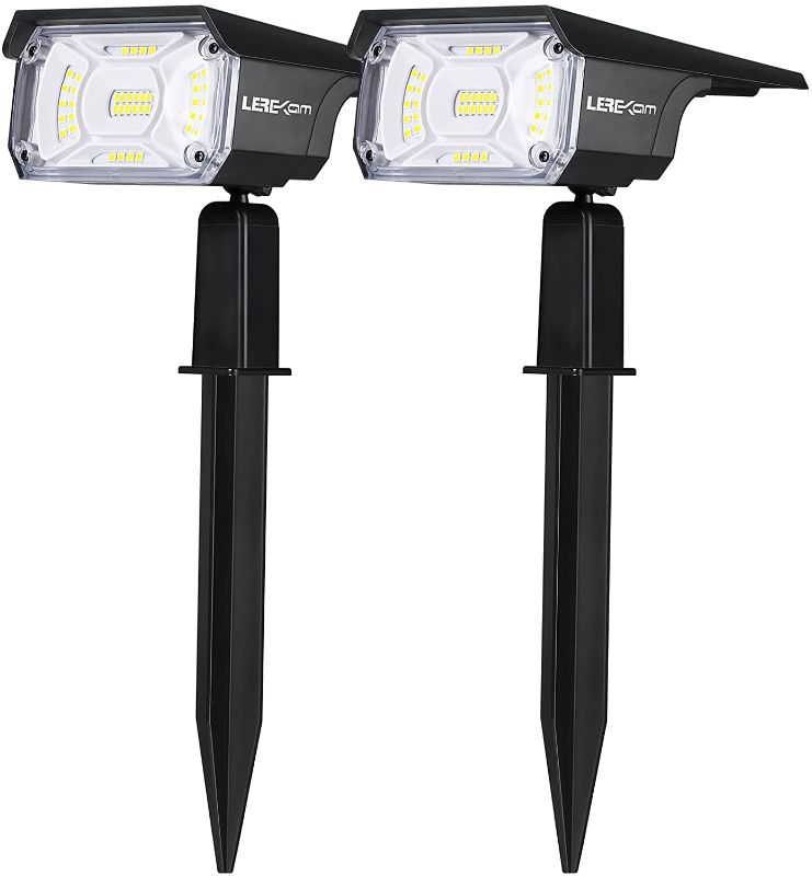 Photo 1 of LEREKAM Solar Spot Lights Outdoor, IP65 Waterproof 40 LEDs Solar Landscape Spotlights,USB & Solar Powered Wall Lights Dark Sensing Auto On/Off,3 Modes Outdoor Solar Garden Lights for Yard Porch 2 Pack