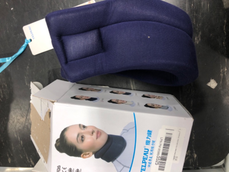 Photo 2 of VELPEAU Neck Brace -Foam Cervical Collar - Soft Neck Support Relieves Pain & Pressure in Spine - Wraps Aligns Stabilizes Vertebrae - Can Be Used During Sleep (Comfort, Blue, Medium, 3?)
