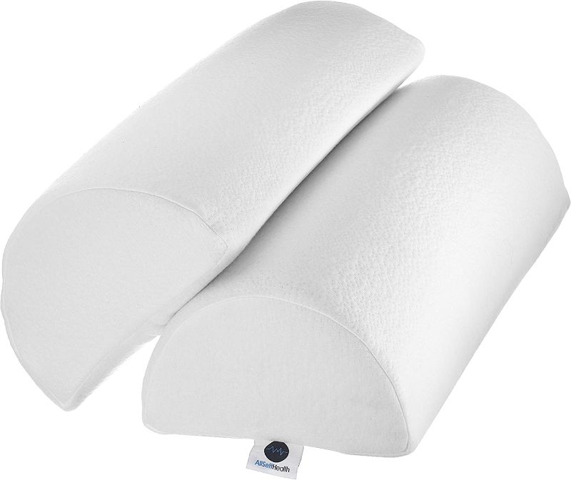 Photo 1 of 2 PACK - XXL Half Moon Bolster pillow for Legs, Back and Head | Semi Roll for Ankle and Foot Comfort With White Cotton Machine washable cover | Premium Memory Foam | 2 pillow system 22.1" x 8.7" x 5.1
