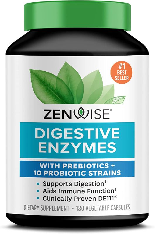 Photo 1 of expires 10/23**Zenwise Digestive Enzymes Plus Prebiotics & Probiotics Supplement, 180 Servings, Vegan Formula for Better Digestion & Lactose Absorption with Amylase & Bromelain, 2 Month Supply