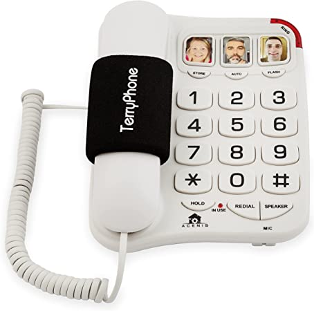 Photo 1 of Big Button Phone for Seniors - Corded Landline Telephone - One-Touch Dialling for Visually Impaired - Amplified Ringer with Loud Speaker for Hearing Impaired, Ergonomic Non-Slip Grip
