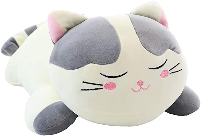 Photo 1 of Cat Big Plush Hugging Pillow, Super Soft Kitten Kitty Stuffed Animals Toy Gifts for Kids, Girls, Bed, Christmas, Valentine 21.7" (Gray)
