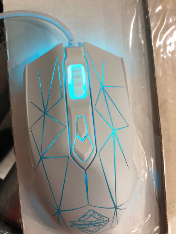 Photo 7 of AJ52 Watcher RGB Gaming Mouse, Programmable 7 Buttons, Ergonomic LED Backlit USB Gamer Mice Computer Laptop PC, for Windows Mac Linux OS, Star White