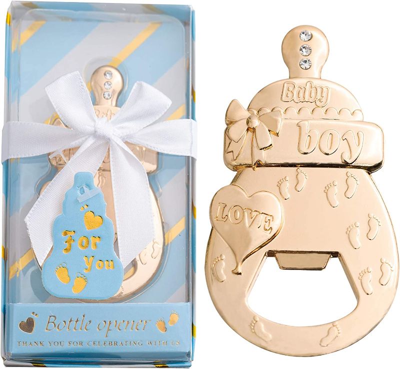 Photo 1 of 24Pcs Latest Baby Bottle Opener Favors for Baby Shower Favors, Gifts,Decorations, Souvenirs for Guests(blue, 24)
