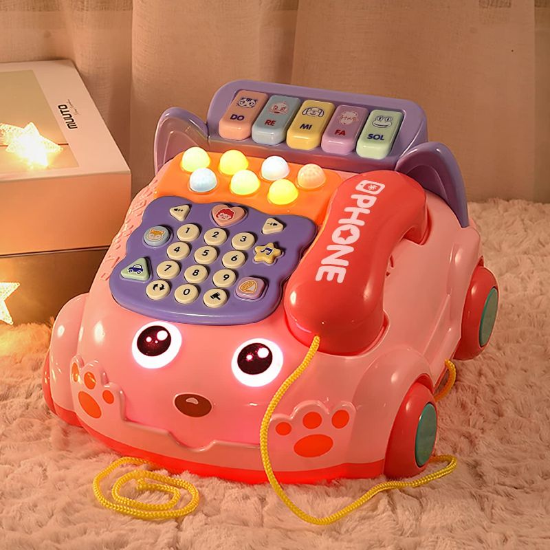 Photo 1 of Baby Telephone Toy Cartoon Simulated Landline Smartphone Drag Function Call Play Piano Early Education Music Learn Hit Hamster Children Enlightenment Brain Toys Creative and Practical Gift for Kids…
