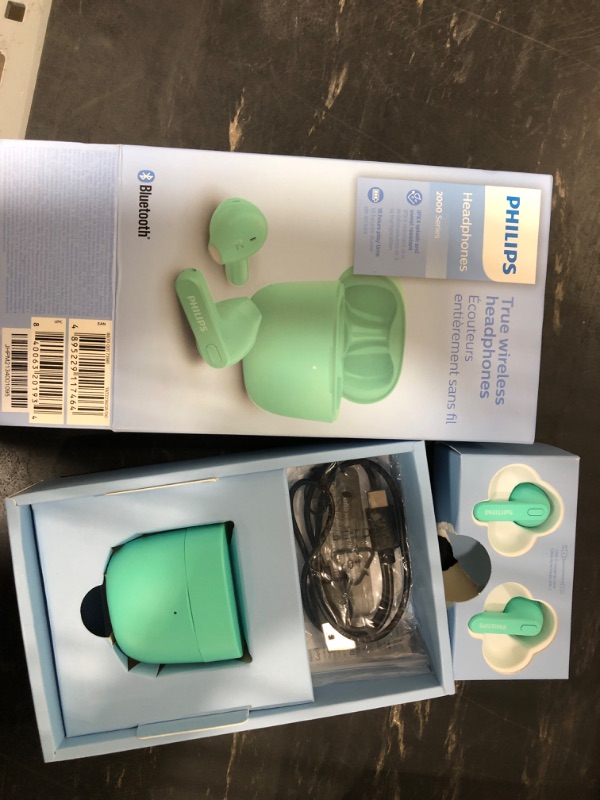 Photo 1 of Philips T2236 True Wireless Headphones with IPX4 Water Resistance and Super-Small USB-C Charging case
