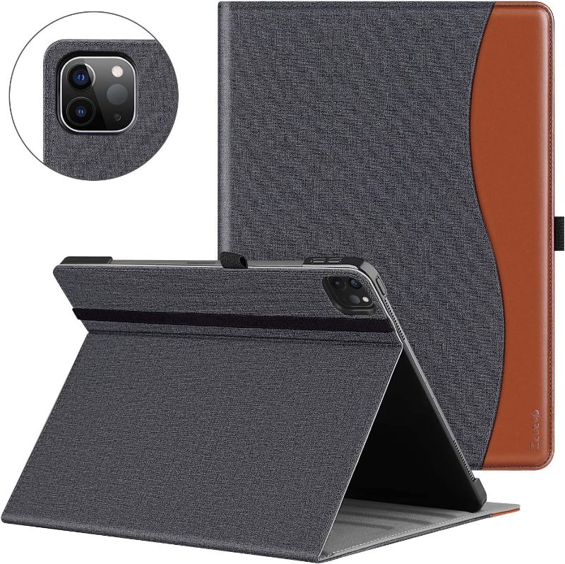 Photo 1 of ZtotopCase for New iPad Pro 12.9 Case 2020, Premium Leather Folio Stand Case Smart Cover with Auto Sleep/Wake, Supports iPad Pencil Charging for 2020 iPad Pro 12.9 Inch 4th Generation - Denim Black
