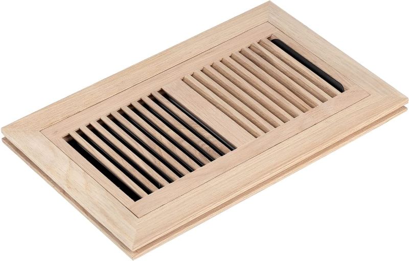 Photo 1 of *Size Name: 6x14 Inch with Damper, Color: White Oak* Homewell White Oak Wood Floor Register, Flush Mount Vent with Damper, 6X14 Inch, Unfinished
