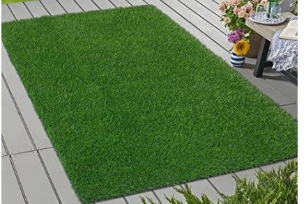 Photo 1 of  Green Artificial Grass Rug 3x5 Feet Outdoor Fake Grass Turf Mat
