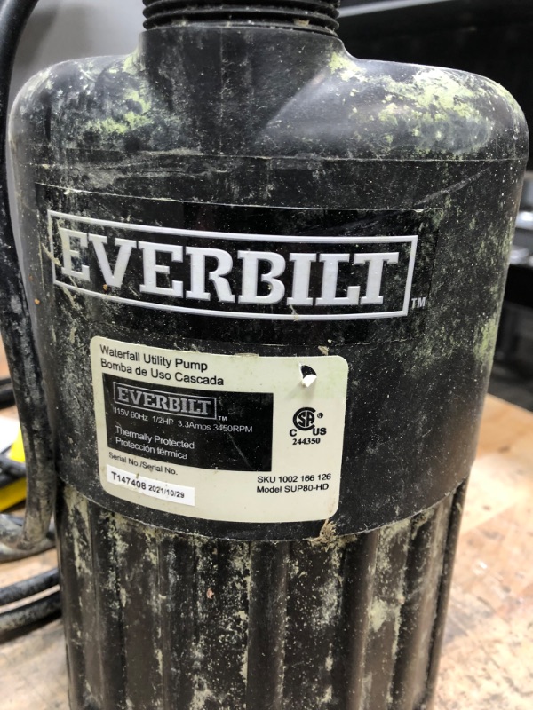 Photo 4 of **PARTS ONLY**
Everbilt 1/2 HP Waterfall Submersible Utility Pump