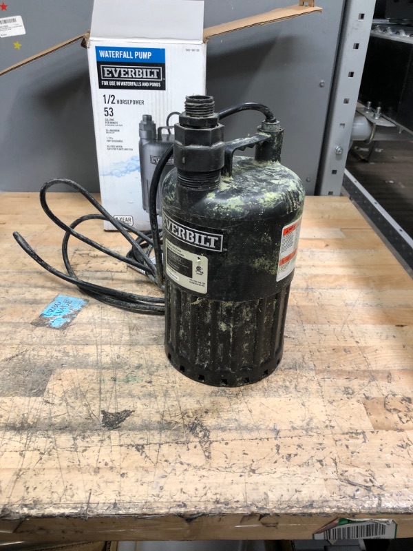 Photo 2 of **PARTS ONLY**
Everbilt 1/2 HP Waterfall Submersible Utility Pump