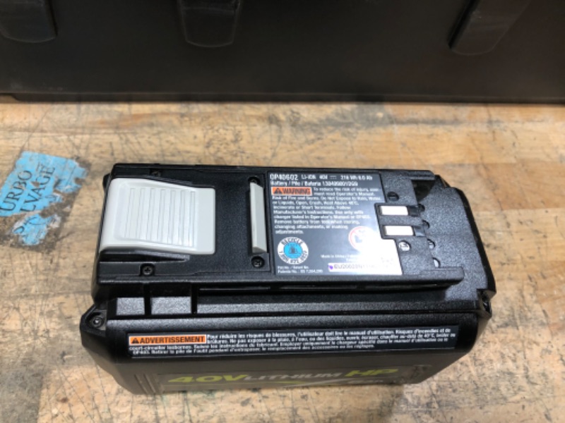 Photo 1 of RYOBI 40-Volt 6.0 Ah High Capacity Lithium-Ion Battery