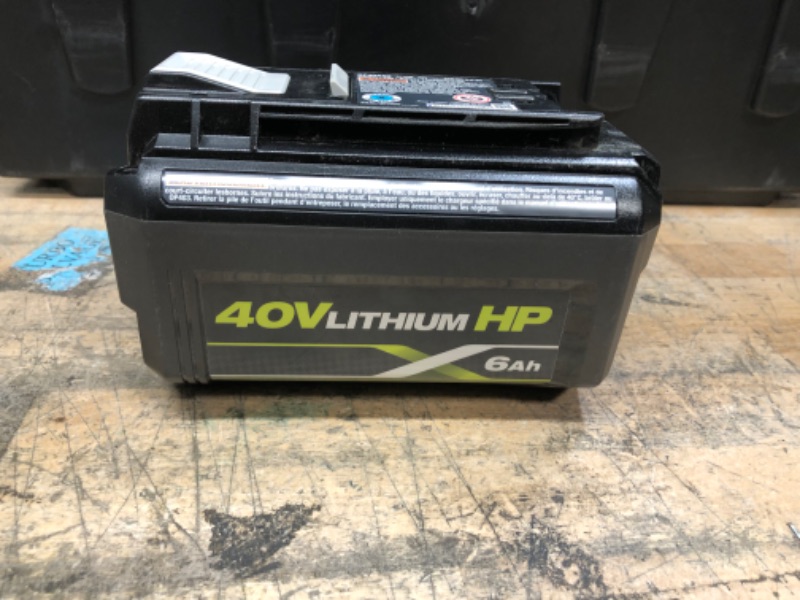 Photo 1 of RYOBI 40-Volt 6.0 Ah High Capacity Lithium-Ion Battery