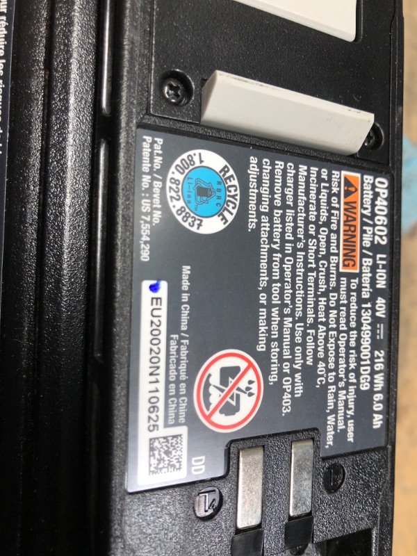 Photo 1 of RYOBI 40-Volt 6.0 Ah High Capacity Lithium-Ion Battery