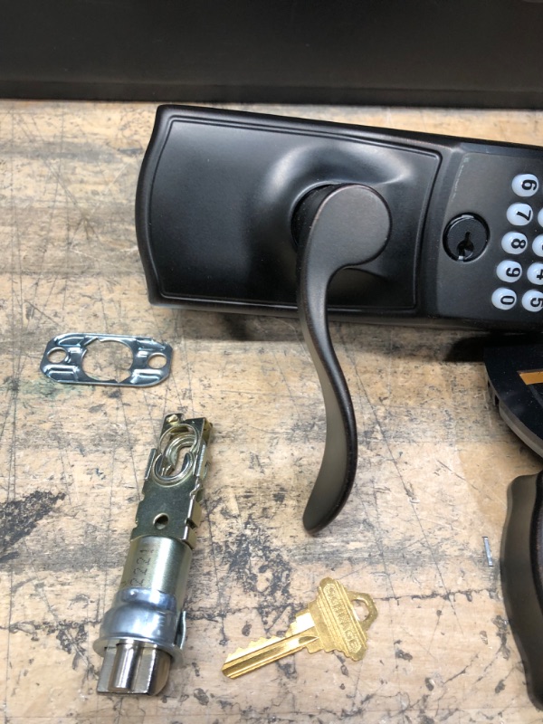 Photo 1 of Schlage
Camelot Aged Bronze Electronic Keypad Door Lock with Accent Door Lever Featuring Flex Lock