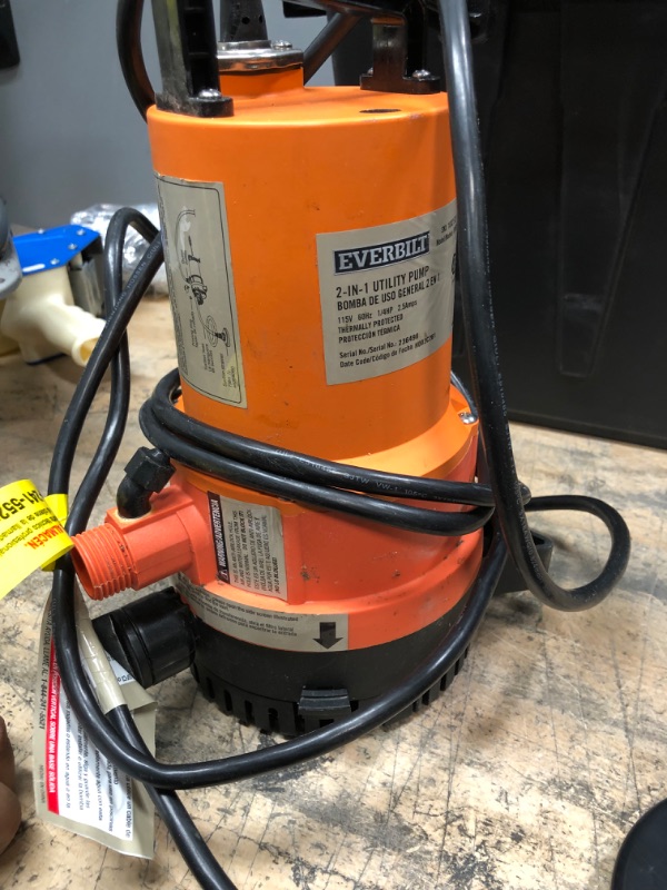 Photo 5 of Everbilt
1/4 HP 2-in-1 Utility Pump