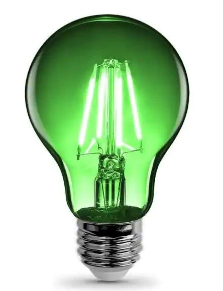 Photo 1 of Bundle of 5 
Feit Electric 25-Watt Equivalent A19 Medium E26 Base Dimmable Filament LED Light Bulb Green Colored Clear Glass 