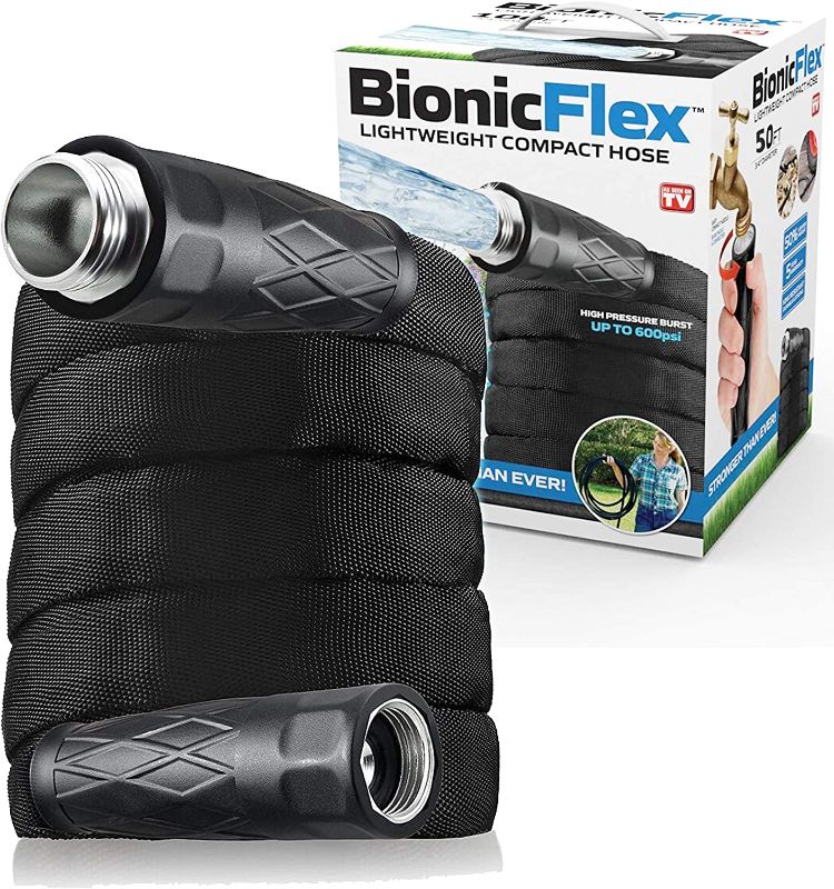 Photo 1 of Bionic Flex 50’ Garden Hose, Ultra Durable & Lightweight Weatherproof Garden Water Hose, 500 PSI Crush Resistant EZ Connect Metal Fittings, Tear Resistant, Kink Free Outdoor Hose, Outdoor Yard Hose
**USED**