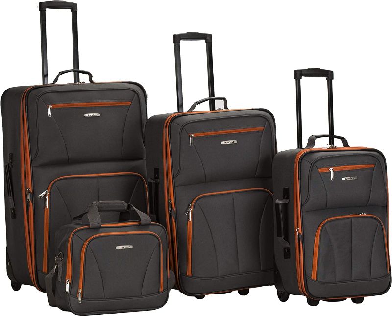 Photo 1 of Rockland Journey Softside Upright Luggage Set, Charcoal, 4-Piece (14/19/24/28)
