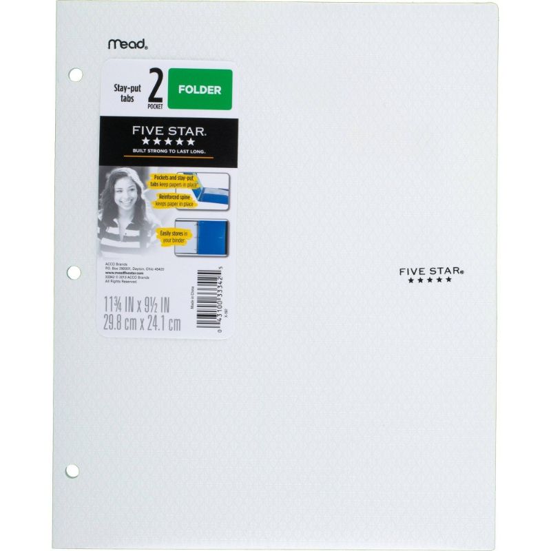 Photo 1 of BUNDLE OF (12 ITEMS)Five Star 2 Pocket Folders with Prong Fasteners Stay-Put Folder 
 