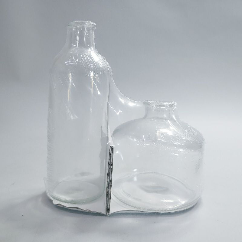 Photo 1 of 2 ITEMS) 2 SETS Bullseye's Playground Ankyo Clear Glass Flower Bud Vases Jars Centerpeice Set
